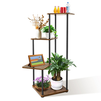 Bamworld Plant Stand Indoor Metal Plant Shelf for Multiple Plants Small Corner Flower Stand for Patio Garden（4 Tier