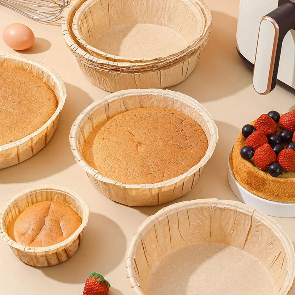 

10Pcs 6 Inch Round Disposable Cake Pans Paper Baking Pans for Sweet Savory Foods Even Baking No Wash No Mess Cake Pan Wraps