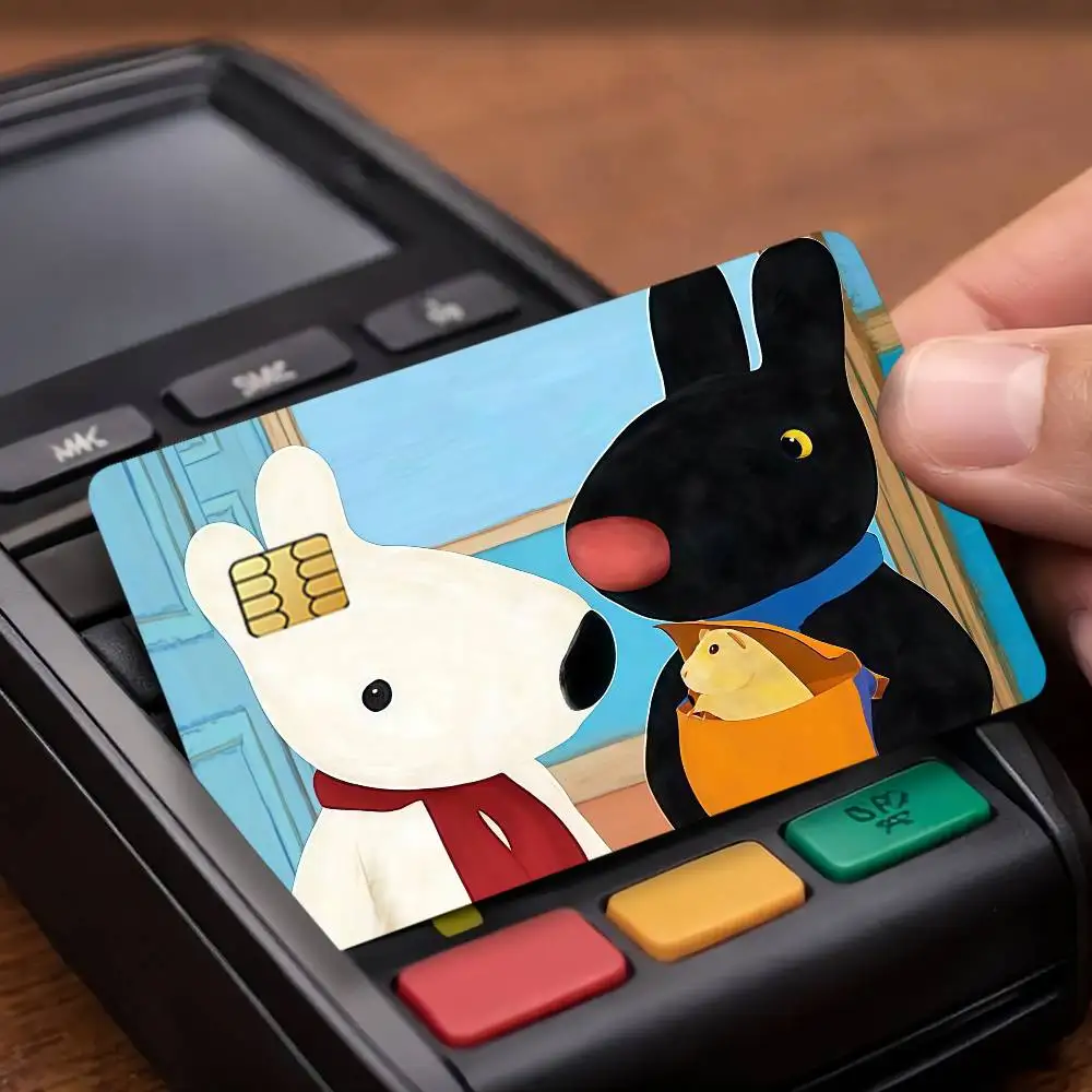 Cartoon Gaspard and L-Lisa Cute Credit Decorative Card Stickers Suitable For Bank Cards Metro Transit Anti-scratch Gift 4PCS