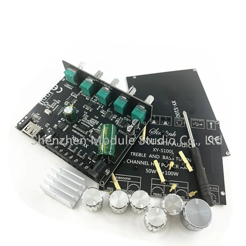 BT 5.0 2.1 Channel Power Audio Amplifier Stereo Subwoofer Amplifier Board 50WX2+100W Speaker AMP XY-S100L