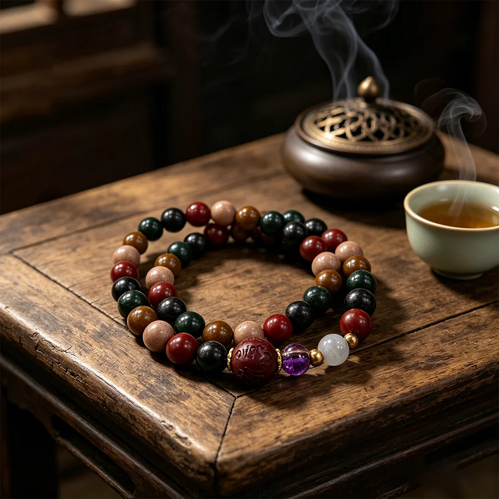 

Hei Long Xian Herbal Bracelet – Intangible Heritage Handmade, Agarwood, Sandalwood & Long Xian Blend, Calming Aroma for Relax