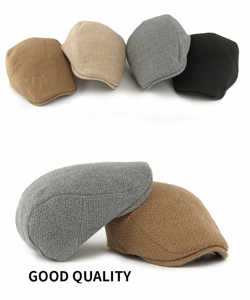 HT4887 Baskenmütze für Herren und Damen, Künstler-Baskenmütze, verstellbare Ivy-Flatcap, Unisex, Herbst-Winter, gestrickte Woll-Baskenmütze – Detail 3