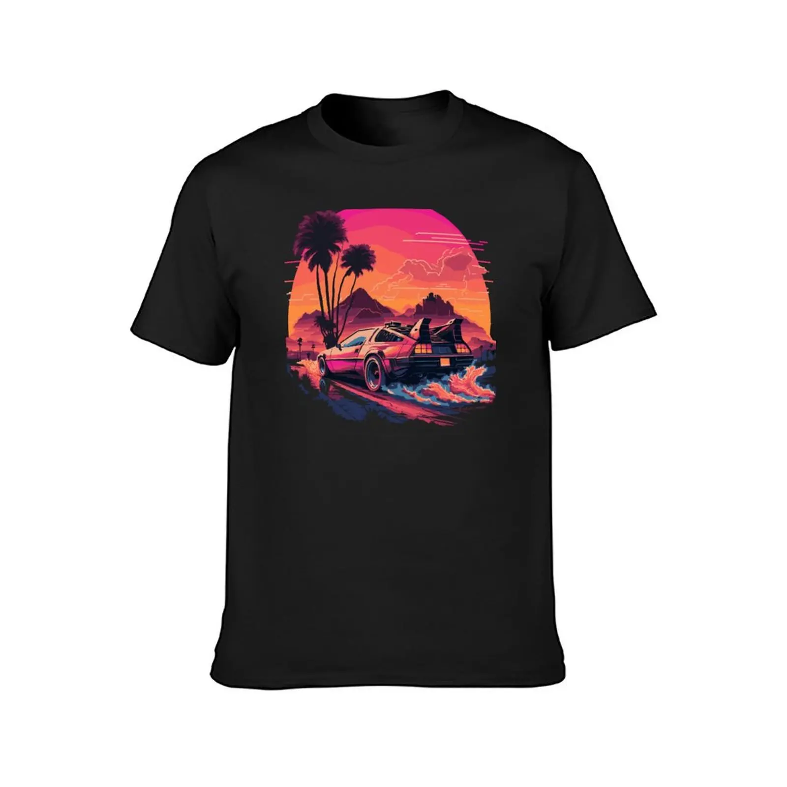 Synthwave DeLorean T-Shirt summer tops shirts graphic tees mens big and tall t shirts