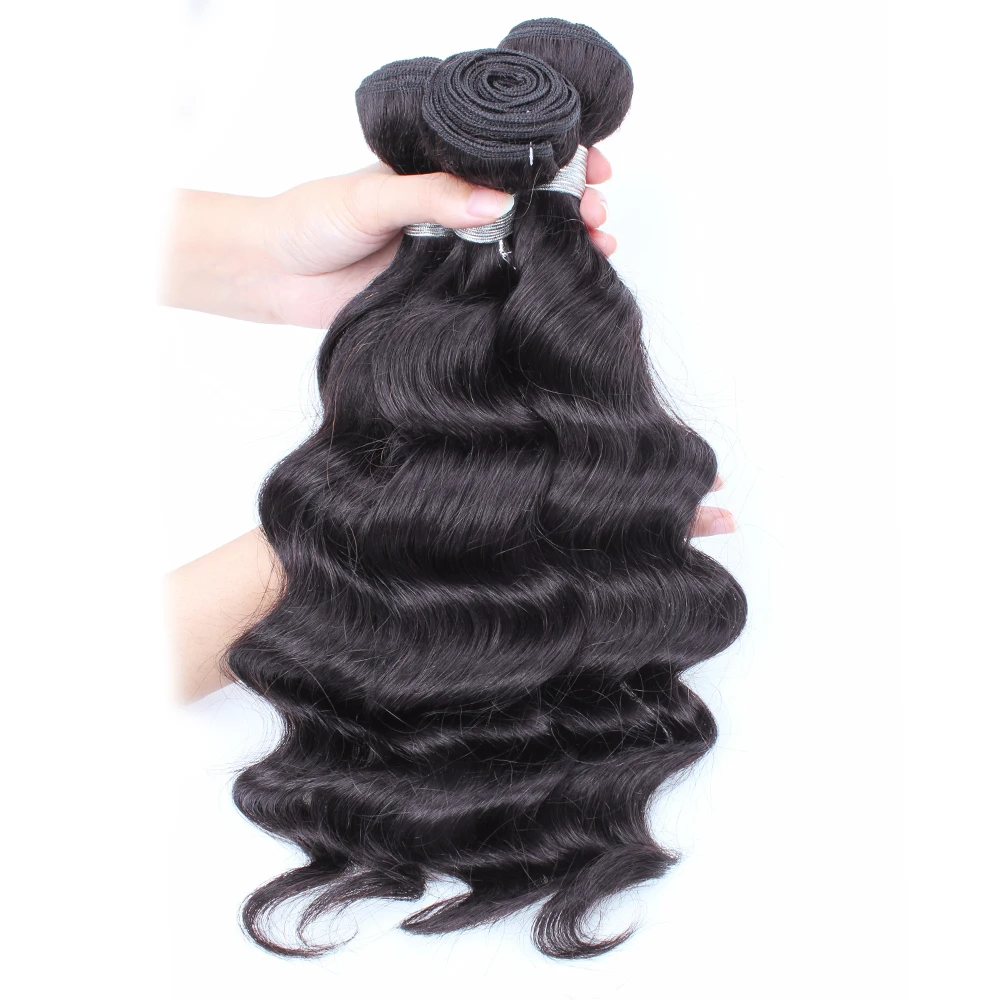 Longgar Gelombang Dalam 300G/Lot Bundel Rambut Rambut Manusia Brasil 10-26 Inci Tidak Kusut Warna Natural Ekstensi Rambut untuk Wanita