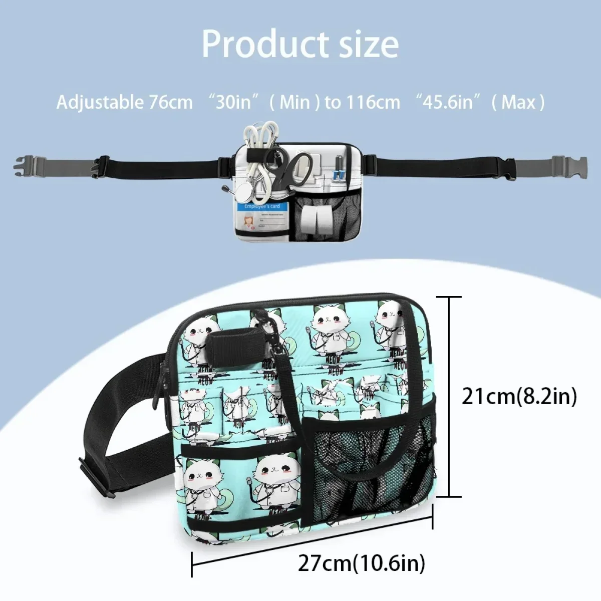 Cartoon Nurse Cat Medical Belt Bags Practical Personalized Leisure Portable Pocket Hospital Tools Medicine Storage Waist Bags