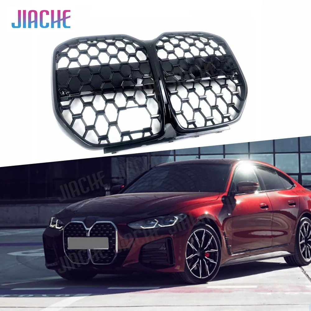Глянцевая черная автомобильная передняя центральная решетка Racing для BMW 4 серии G26 425i 430i M Sport Sedan 2021 + аксессуары для передних решеток ABS