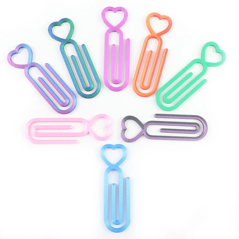 Sparkly Heart Paper Clips for Diamond Painting Charts, Extra Long 12cm Page Fixing Clips for Canvas Edges, Multicolor.