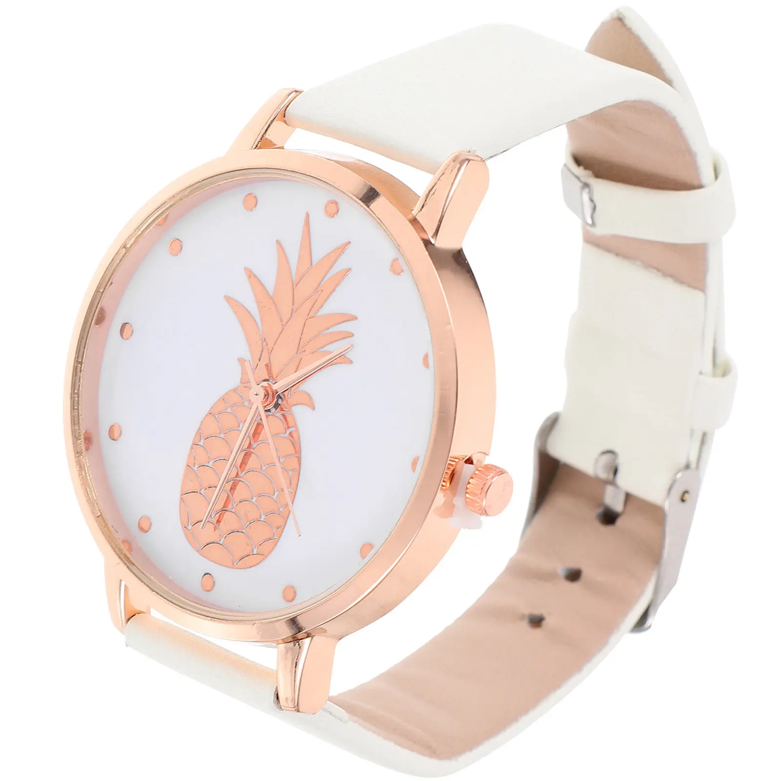 Fashionable Pineapple Pattern Women Quartz Watch Casual PU Strap Comfortable Wrist Watch for Women Girls