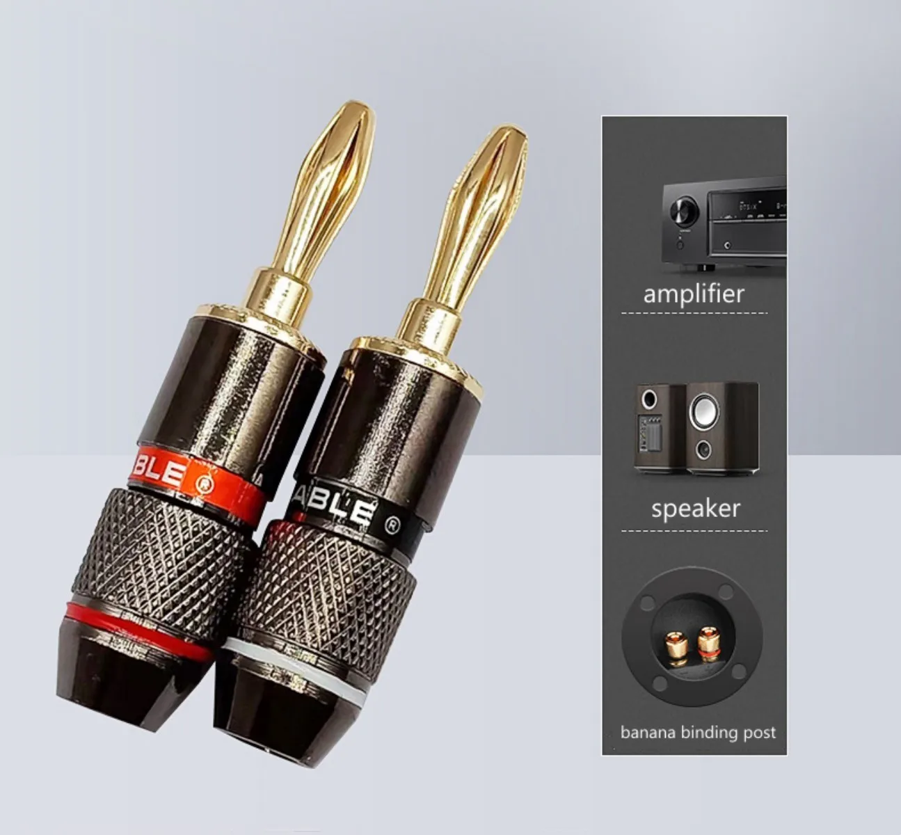 Fiche banane 24K en cuivre pur plaqué or 4mm, 8 pièces, adaptateur de haut-parleur Monster, connecteurs Audio