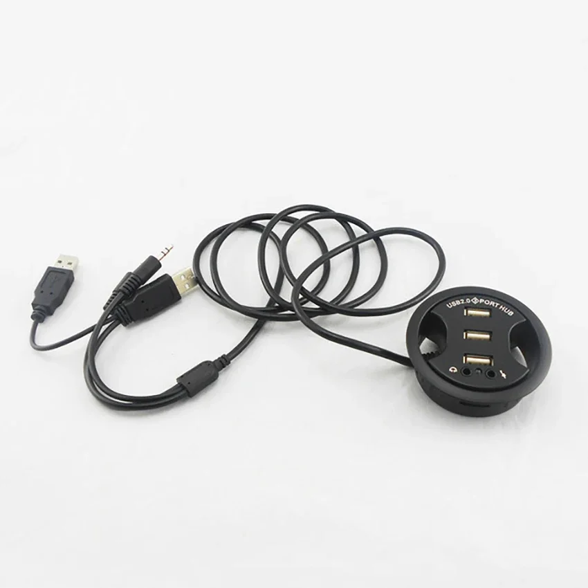 USB HUB Mount In Desk USB 2.0 HUB With Card Reader External Stereo Sound Adapter For PC/Tablet USB Splitter