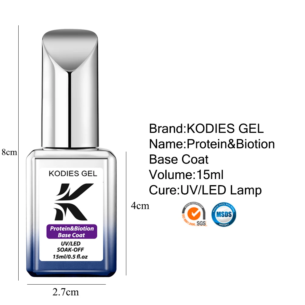 KODIES GEL Repair ฐานเจล Top Coat No เช็ด15ML โปรตีน Biotion Healthy กึ่งถาวร UV Clear Primer Base เล็บเท้า