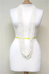White Natural Nasa Shell  Long Lei White Necklace Hawaila Necklace  Shell Lei Set 12- Strands 60 ''Graduation Wedding Luau Party