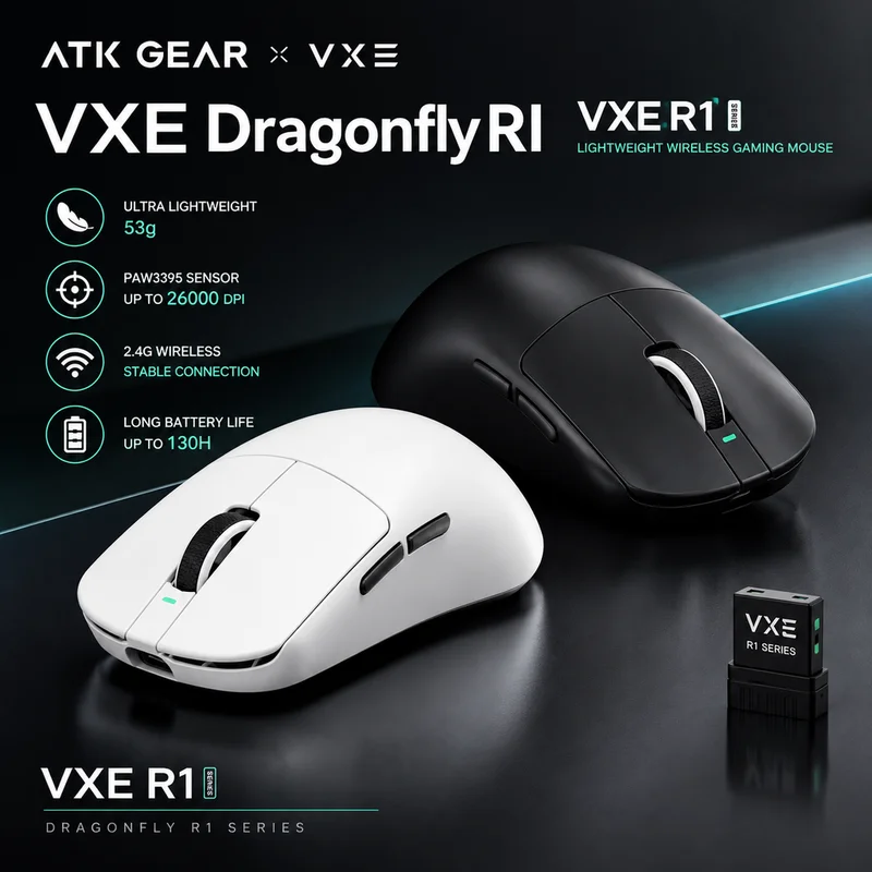 Vxe Dragonfly R1 Wireless Bluetooth Mouse Lightweight Ergonomic Long Battery Life For Gaming Office Esports
