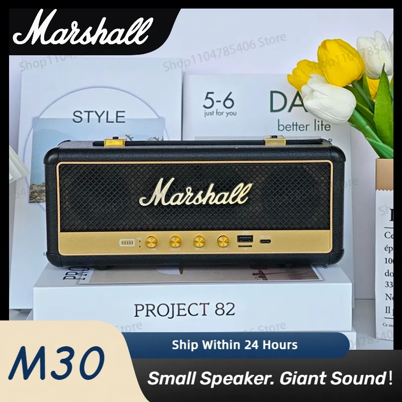 Marshall M30 Wireless Bluetooth Speaker Waterproof Powerful Stereo Bass Sound Outdoor Subwoofer Portable Speakers
