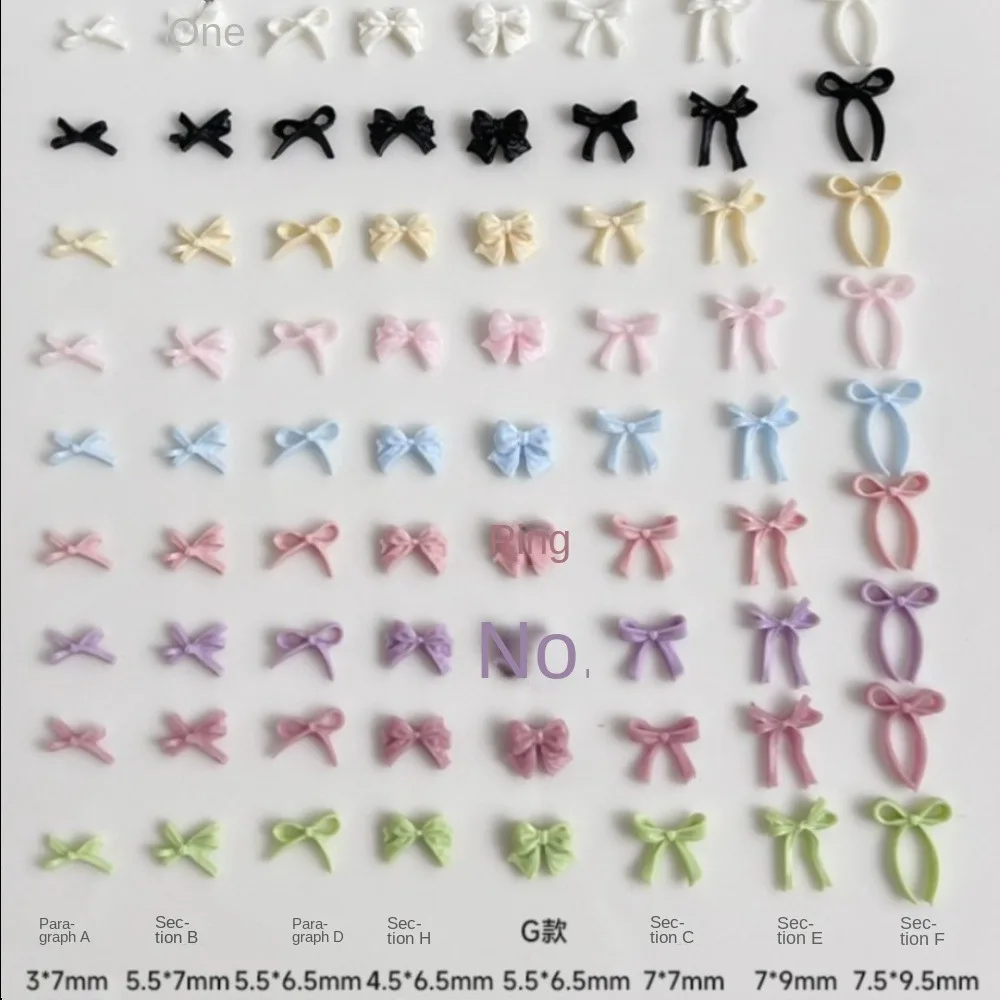 50개 보우 네일 아트 액세서리 보타이 단색 3D 네일 아트 장식 혼합 사이즈 미니 사이즈 매니큐어 용품 DIY 매니큐어