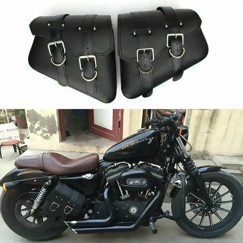 Motorcycle Saddlebag Leather Waterproof Luggage Bag Black For Harley Sportster XL883 1200 Saddle bag Storage Tool Bag Saddlebag