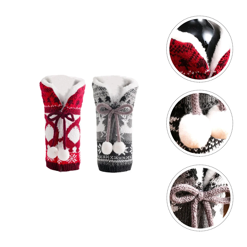 2 Pcs Bottle Cover Lovely Decoration Sock Christmas Covers Decorative Child