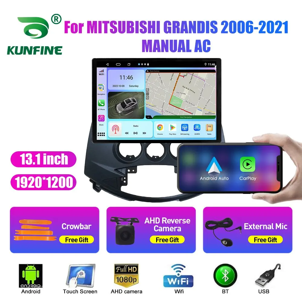 

Автомобильный радиоприемник 13,1 дюйма для MITSUBISHI GRANDIS 2006-2021, автомобильный DVD GPS-навигатор, стерео Carplay, 2 Din, Центральный Мультимедиа, Android авто