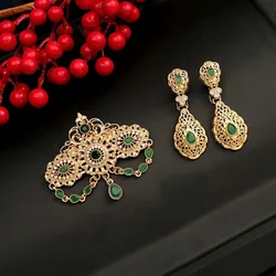 Moroccan Wedding Brooch Sets for Bridal Water Drop Rhinestone Hajib Pins Musilm Trendy Arabic Pins for Backpacks Bijoux