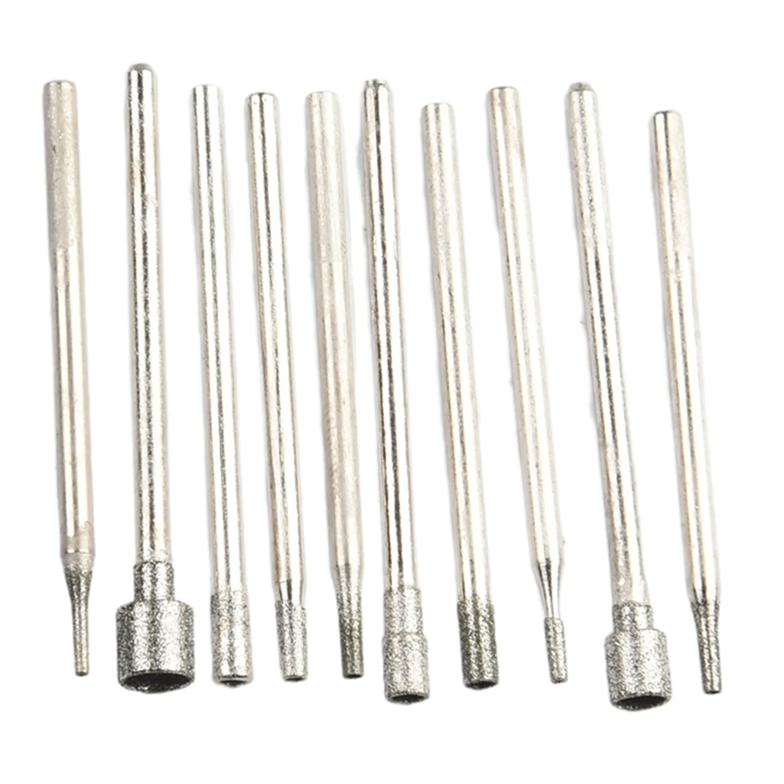 10Pcs Set 0.8-5mm 2.35mm Shank Diamond Burr Core Bits Grinding Head  Engraving And Hollowing Of Jade ,  Agate Power Rotary-Tool