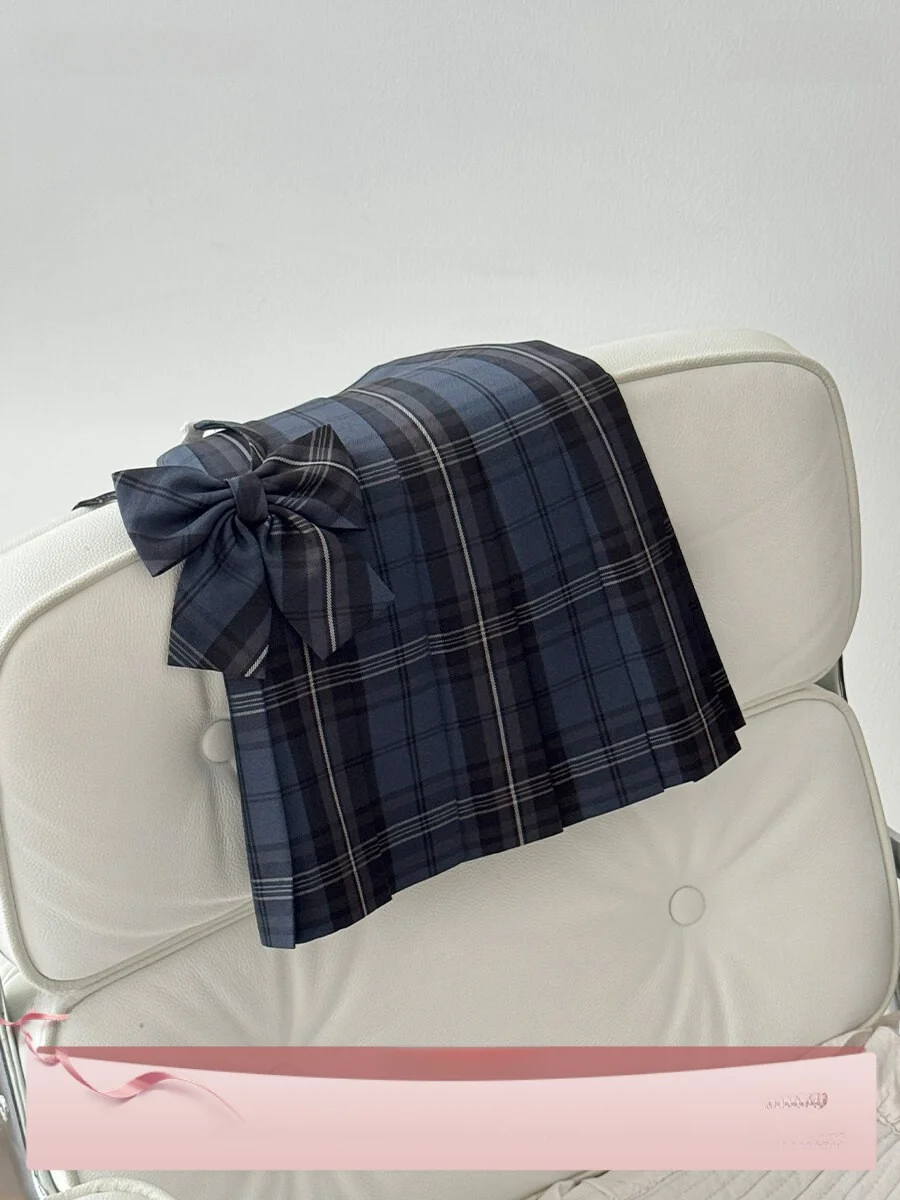 

Flell Mrs. JK orm Skirt Set Star Line Plaid A-Line Midi Skirt School Sle Blue Bla f-length Skirt Set