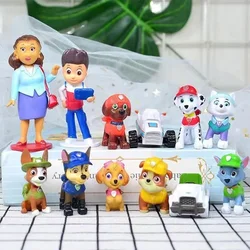 12 pçs patrol figuras de ação mini boneca modelos anime figura patrulha canina marshall perseguição rocky bolo decoração crianças brinquedos presentes