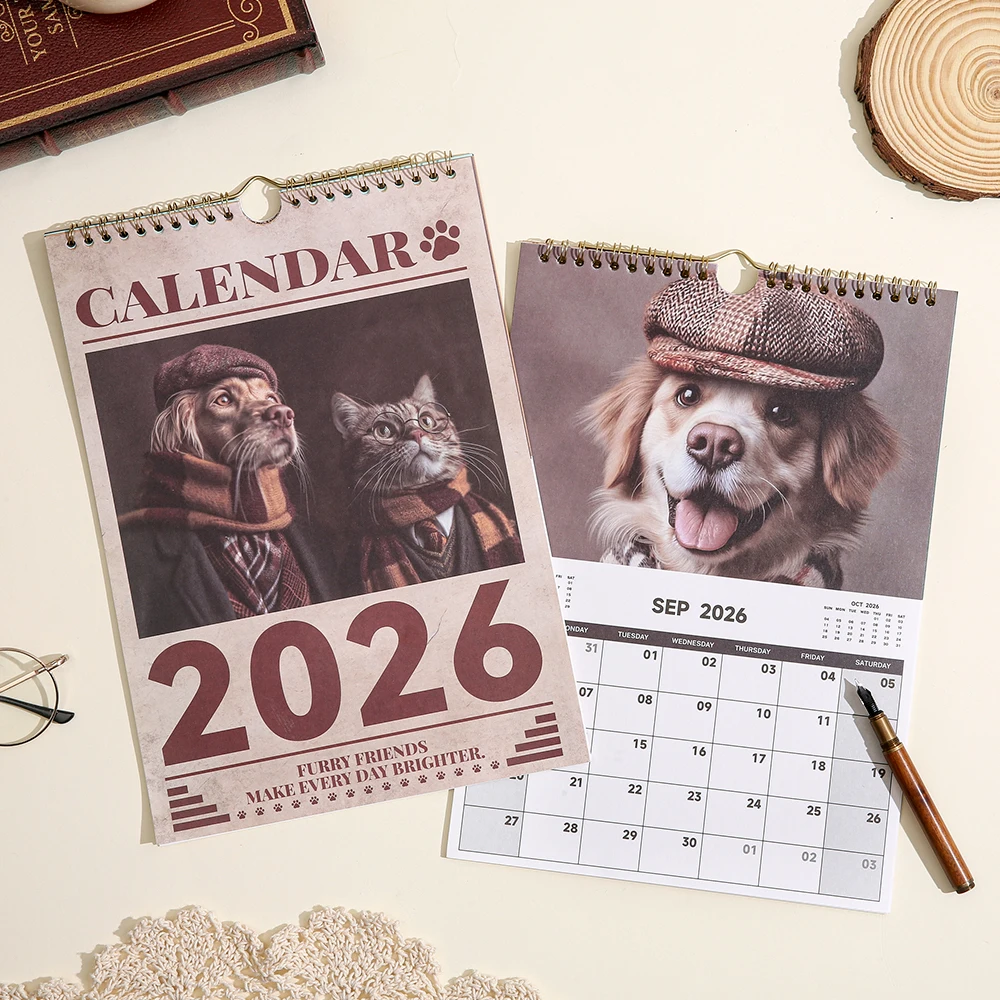 2026 A4 Wall Calendar Cats Dogs Monthly Calendar Check-in Message Planner Calendar For Home Office School Planning Scheduler