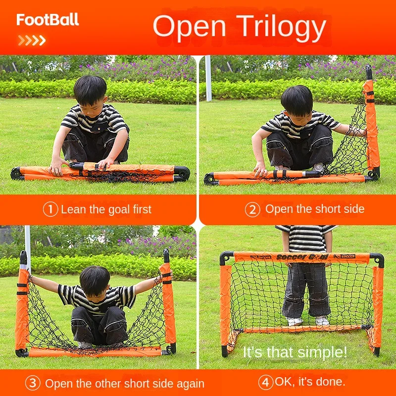접지 스테이크가 있는 접이식 어린이 축구 목표, 공 및 쉬운 조립 포함 어린이 야외 게임용 휴대용 축구 네트