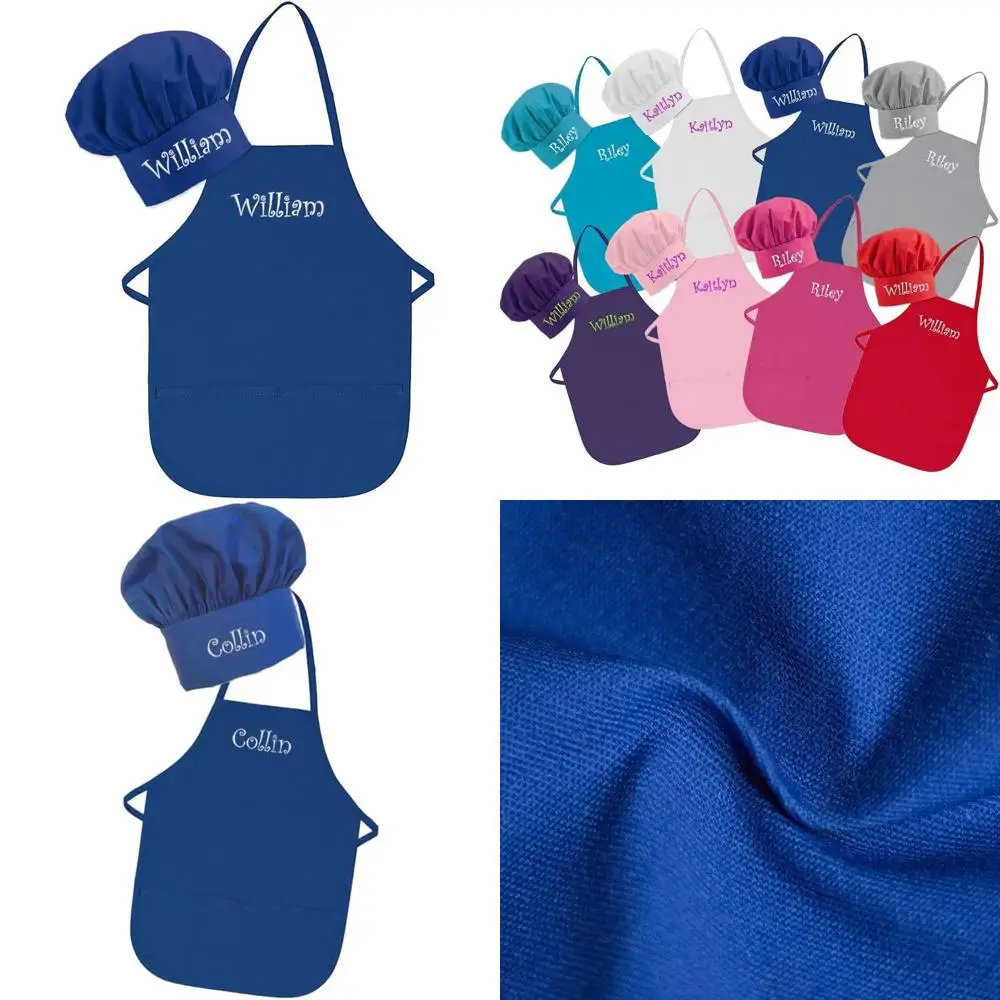 

Custom Embroidered USA-Made Kids' Apron and Hat Set with Name