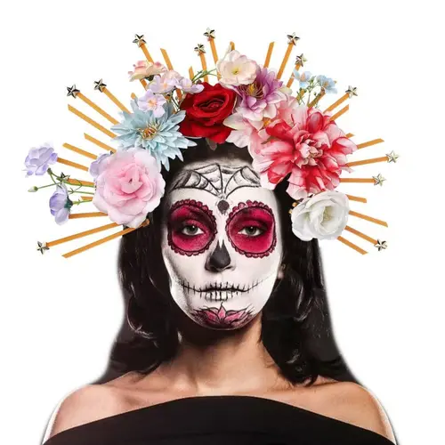 Traje de fiesta Diosa de Halloween Halo Aro para el cabello Flor artificial Múltiples colores Corona de diosa Tiaras Diadema Estrella de cinco puntas