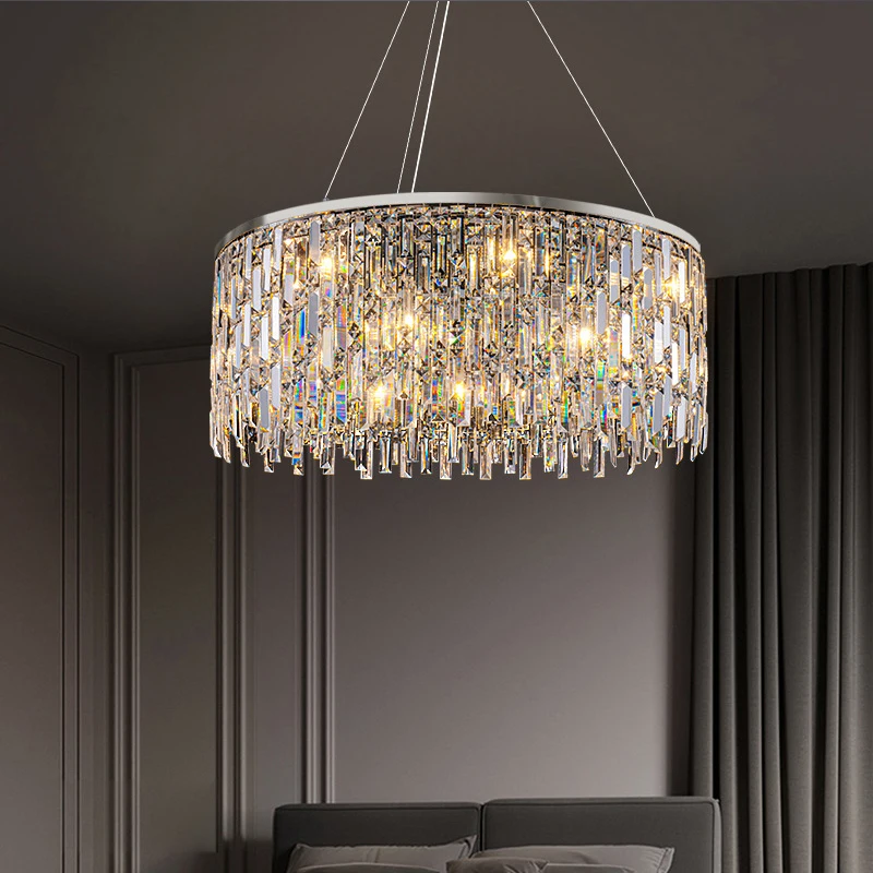 Post Modern Bilayer Crystal Chandelier Lighting Lustre Suspension Luminaire Silvery Lampen For Living Room Dinning Room Bedroom