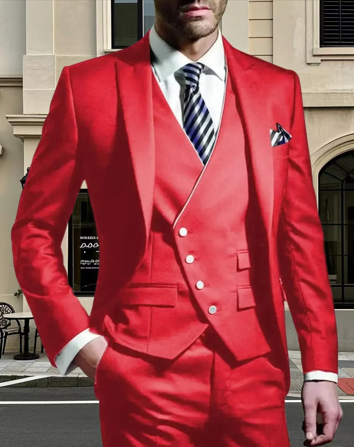 بدلات زفاف بيضاء بقصة ضيقة للرجال، بدلات رسمية ذات طية صدر السترة، ملابس كاجوال، ملابس العريس، طراز جديد، 3 قطع