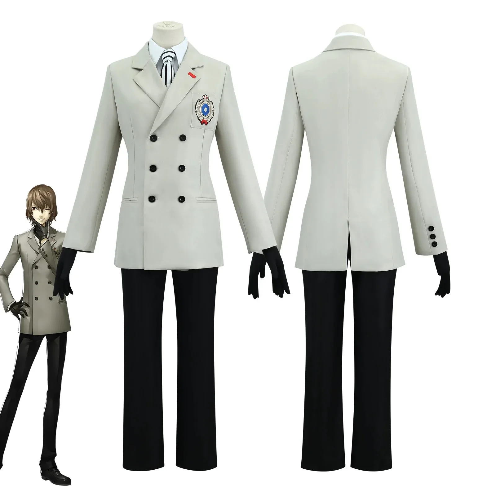 Gioco Anime Goro Akechi Costume Cosplay Uniforme scolastica Abiti Halloween Party Giochi di ruolo Abbigliamento Set completo per donna Uomo