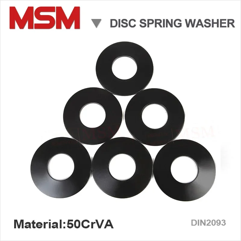 50pcs MSM 50CrVA Disc Spring Washer Black Conical Outer Diameter 22.5mm/25mm/28mm/31.5mm/35.5/40/45mm Compression Spring Gasket