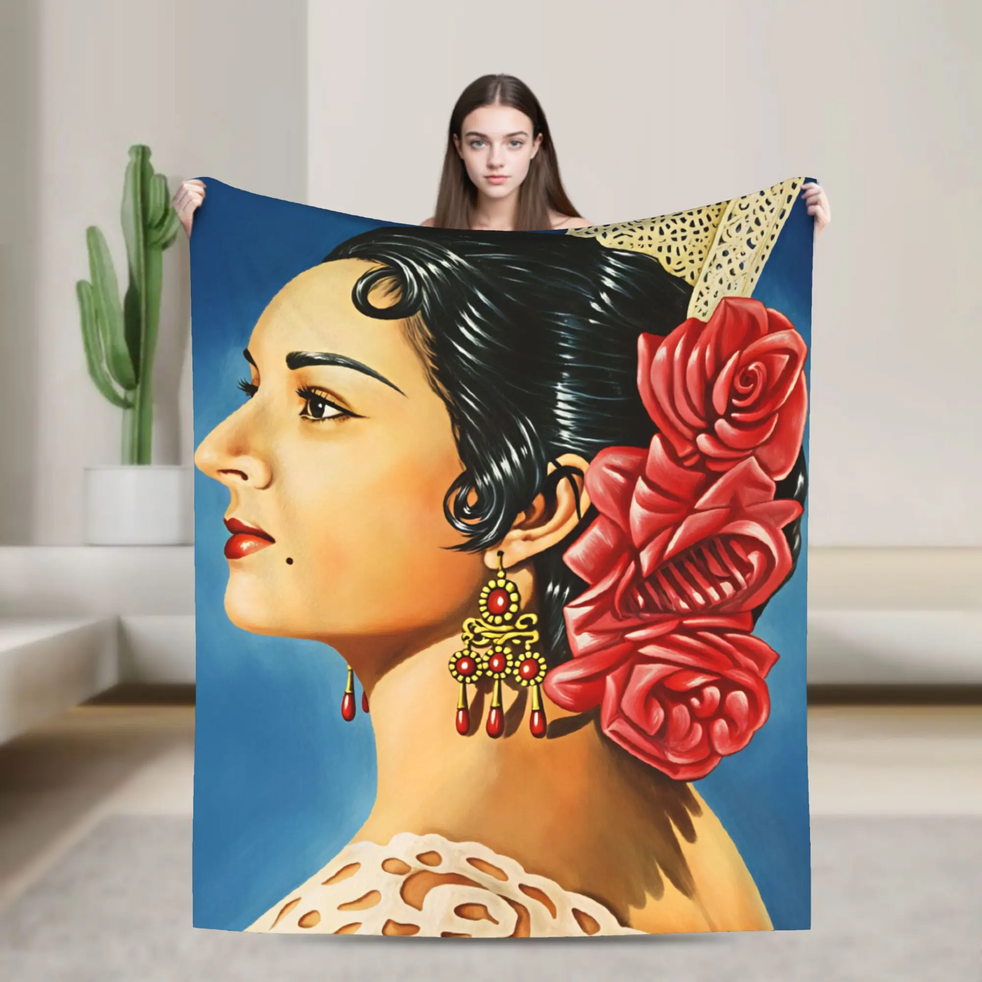 Lola Flores Blanket  Soft Warm Graphic Plush Throw Blanket For Girls Boys Couch Chair Sofa Bed Flannel Bedspread Bed Cover