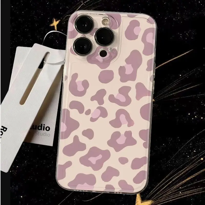 Lichtroze Luipaardprint Telefoonhoesje Voor Samsung Galaxy S25 S24 S22 S23 Ultra Plus Transparante Cover S22 + S23 + S24 + S25 + Shell