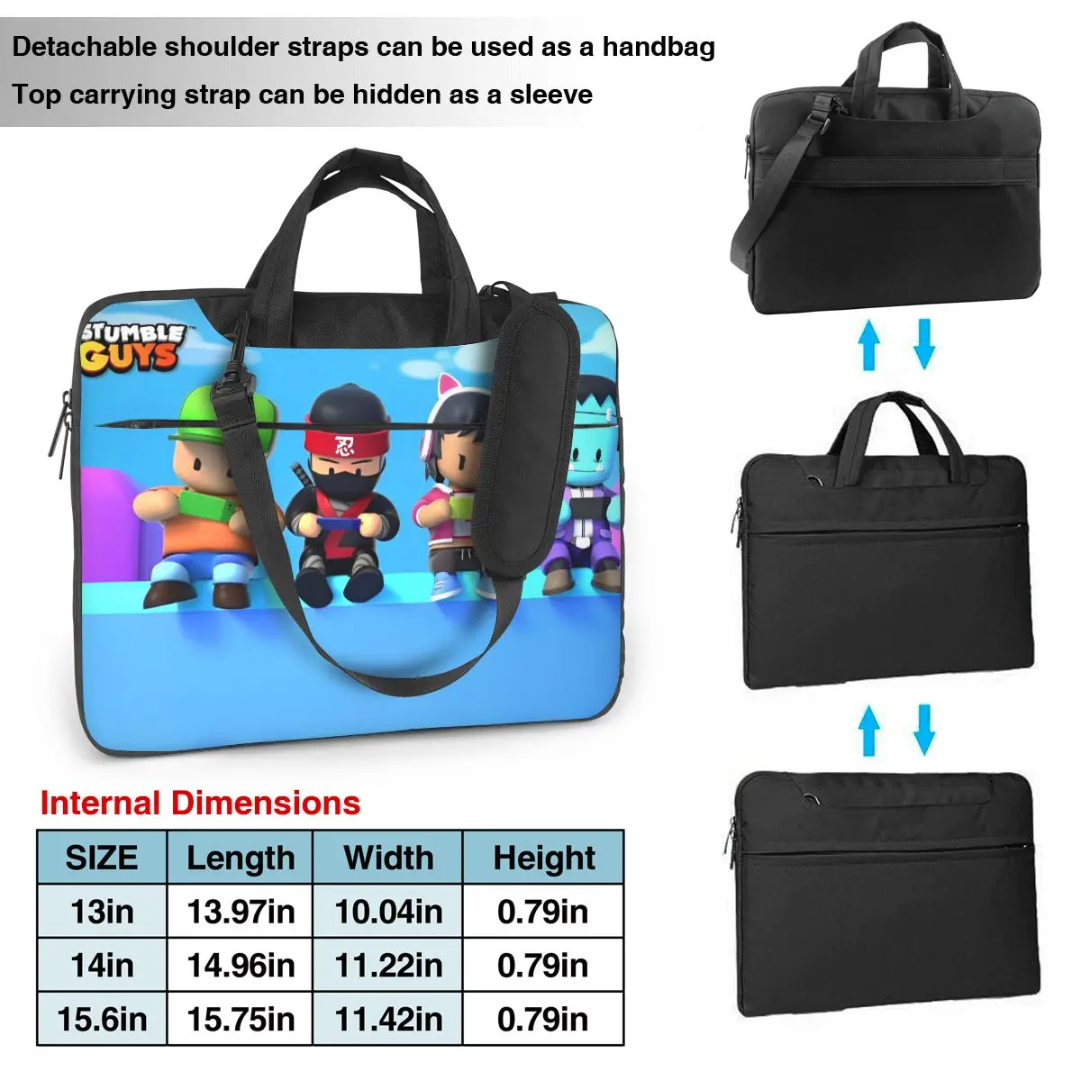 Stumble Guys Funny Game (4) Laptop Bag For Macbook Air HP Huawei 13 14 15 Briefcase Bag Portable Print Computer Pouch