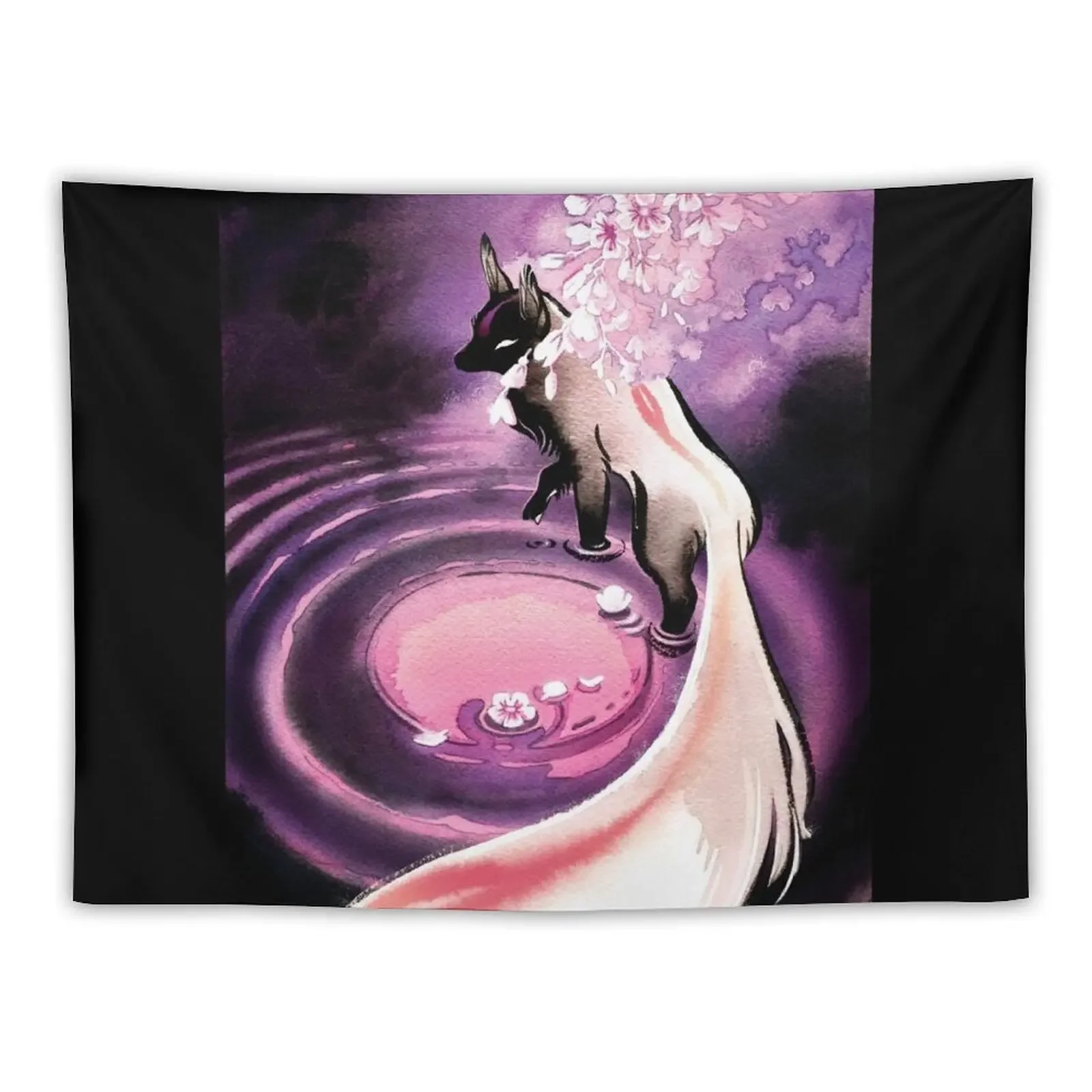 

Rose Moon Sakura Blossom Fox Tapestry Aesthetic Room Decor Home Decor Aesthetic Wall Hanging Wall Bathroom Decor Tapestry