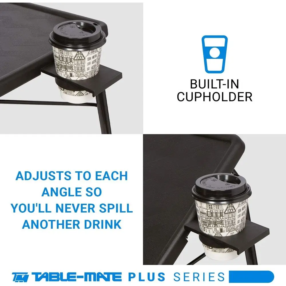 صينية تلفزيون قابلة للطي قابلة للتعديل - مكتب محمول مع حامل أكواب للأكل والوجبات الخفيفة واستخدام الكمبيوتر المحمول