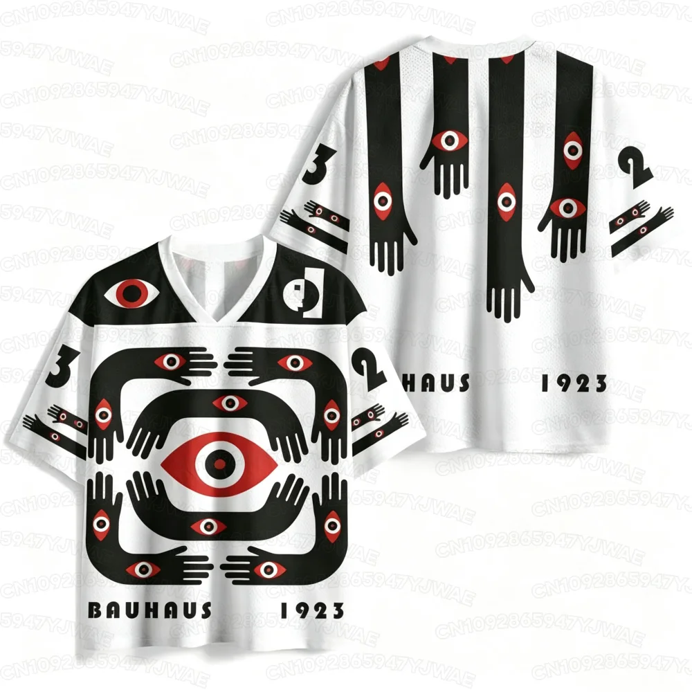 New 2026 Summer Men's Women's Bauhaus Style Printed Jersey Soccer Shirt Casual Sports Short Sleeve Sport T-Shirt Tops
