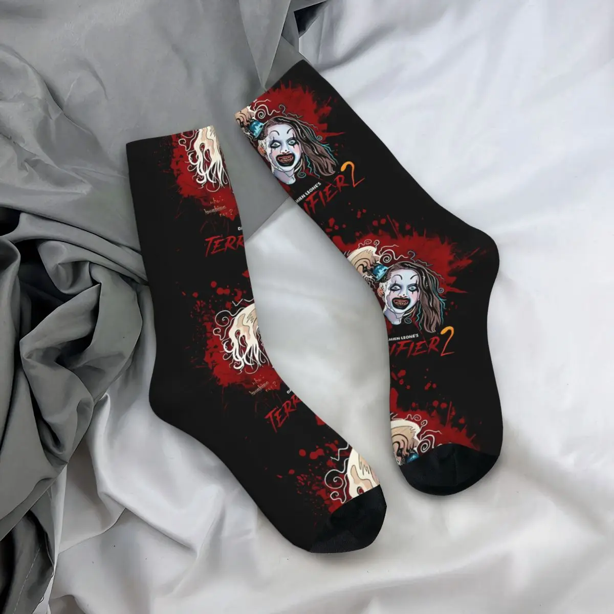 Vintage Art The Clown Movie Men\'s Socks Terrifier Horror Films Unisex Harajuku Seamless Printed Crazy Crew Sock Gift