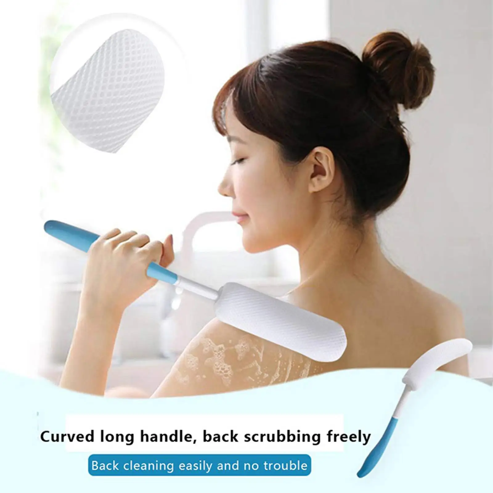 15.35 inch Back Bath Brush for Shower Lotion Applicators with Long Handle Improve Skin\'s Health Wet or Dry Brushing