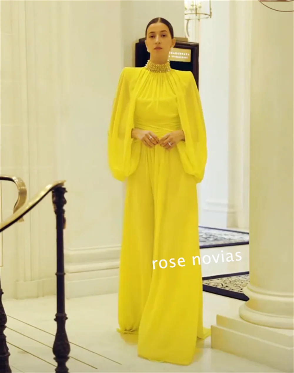 Personalizzato chiffon strass piega a-line pavimento-lunghezza su misura occasione abiti da ballo abito da sera semplice ed elegante formale