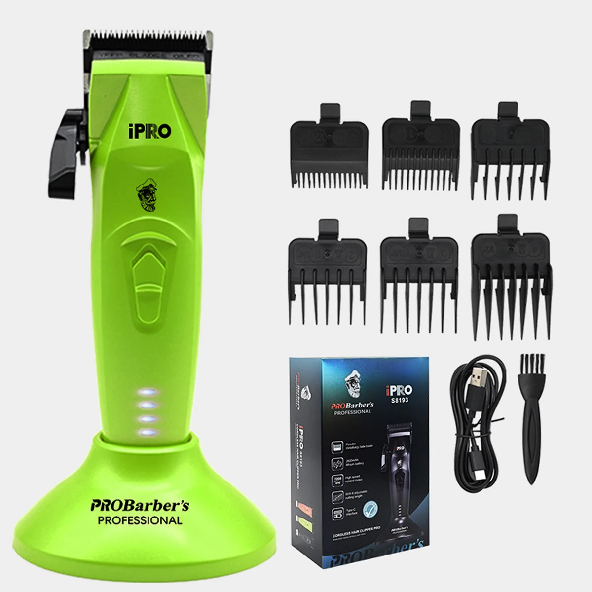 

Профессиональная машинка для стрижки волос PRO Barber, 7200 об/мин, бесщеточный двигатель, DLC FADE, лезвие, зарядная база, салонный электрический триммер