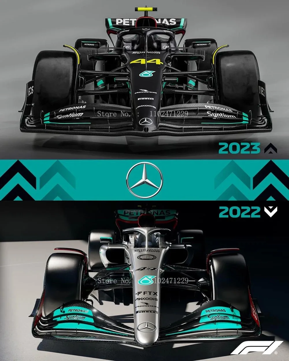Bburago 1:24 2023 Mercedes-Benz W14 44 # Hamilton 63 # Russell Formula Super Toy Druckguss-Automodell aus Legierung Ferrari Red Bull McLaren – Detail 11