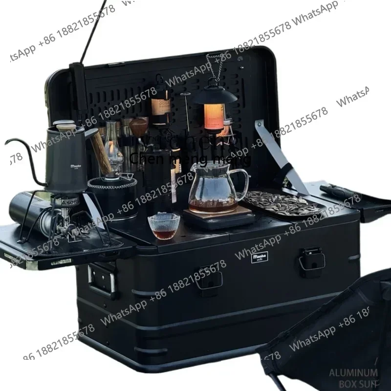 

Hot sales Outdoor Modified Camping Storage Box Suit Desktop Box Coffee Aluminum Alloy Box