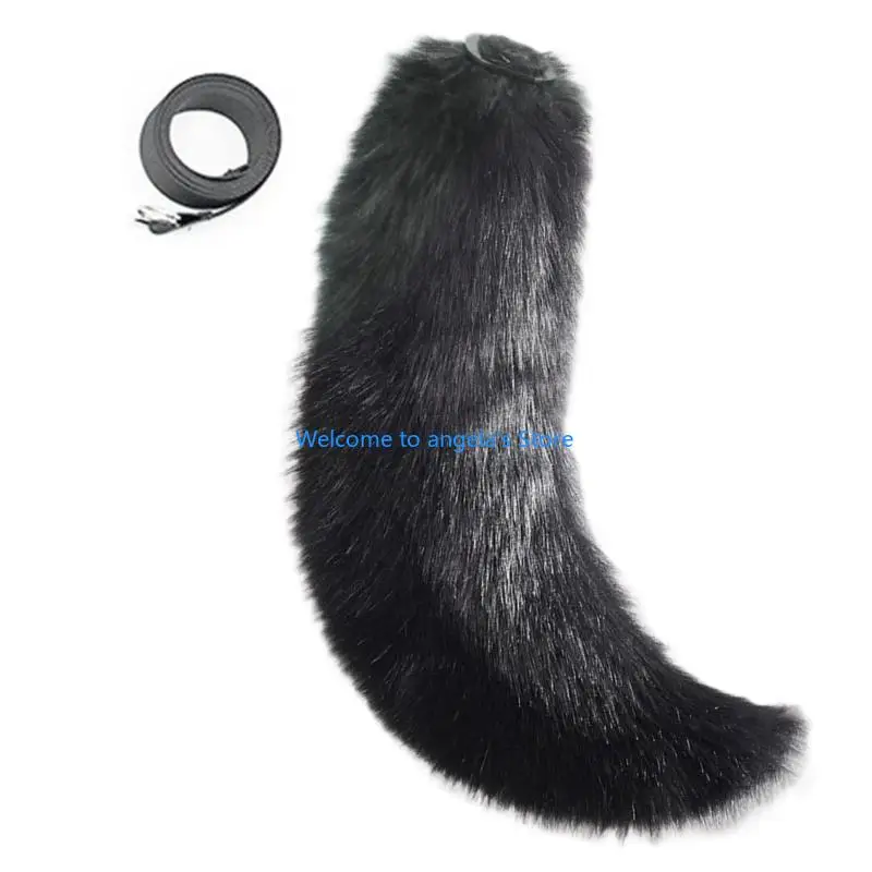 X4YC Fasce per capelli con orecchie lupo in peluche fatte a mano Coda in pelliccia sintetica per costumi Halloween Cosplay