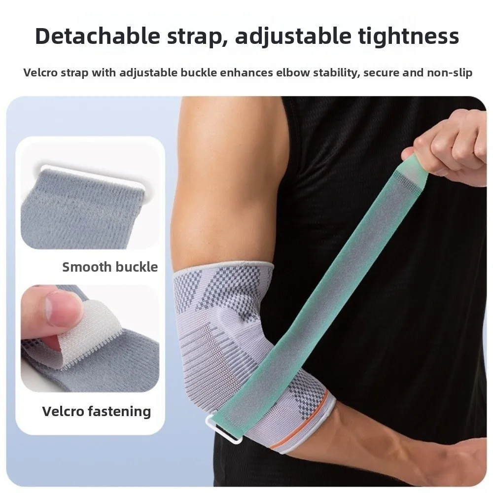

with Strap Elbow Support Elastic Absorb Sweat Anti-slip Sports Elbow Protective Pad Adjustable Compression Elbow Brace