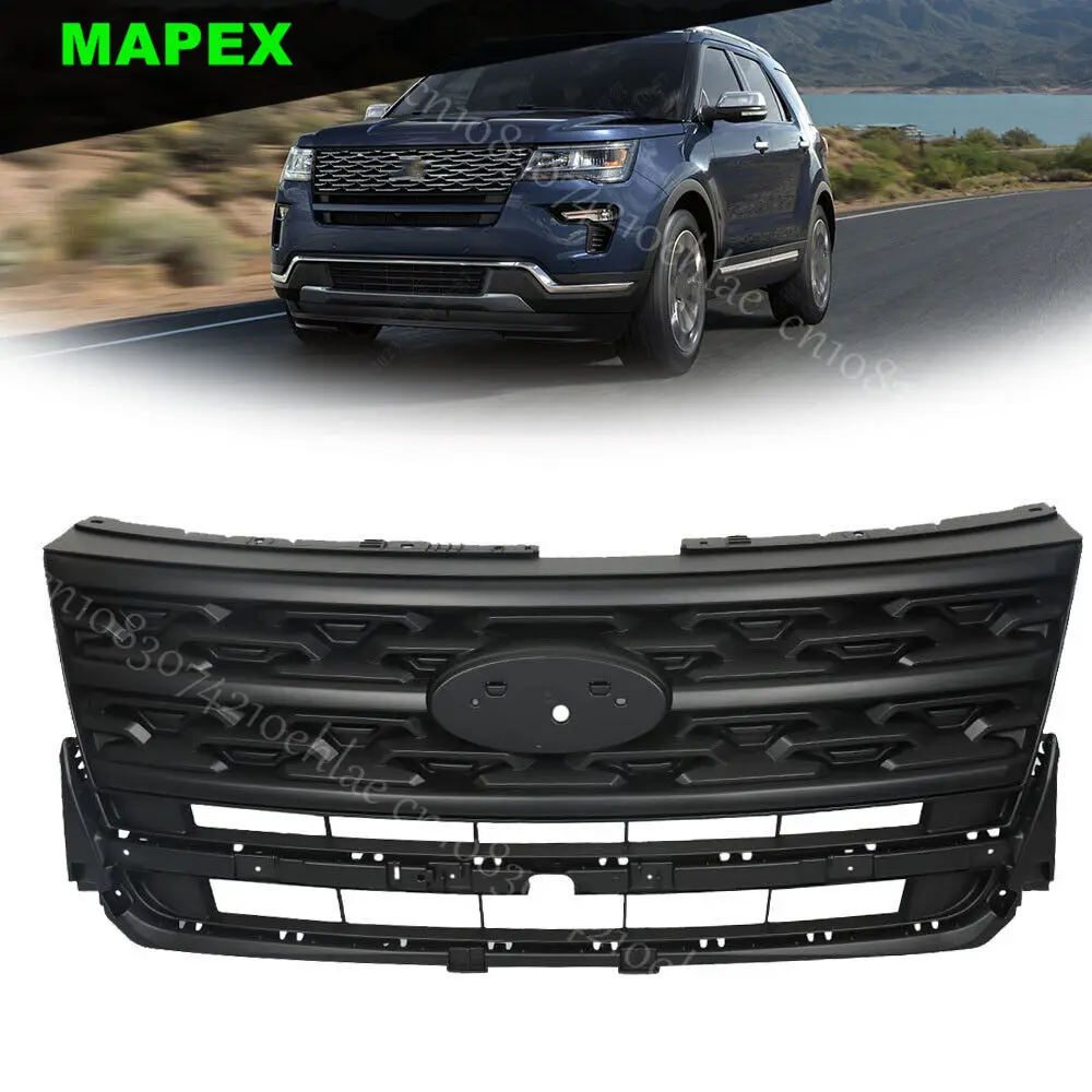 Front Hood Bumper Upper Grill Black For 2018-2019 Ford Explorer SUV Sport