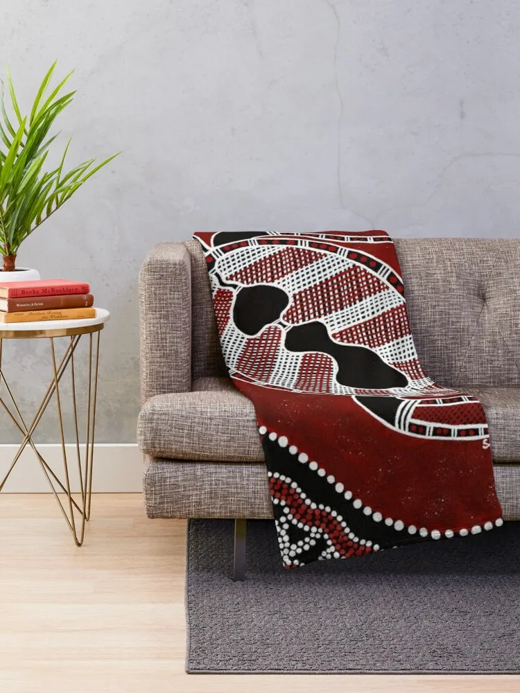 Authentic Aboriginal Art - Turtle Dreaming Throw Blanket Warm Decoratives Sofa Quilt Fashion Sofas Blankets